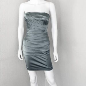 ✨ NWT  bebe Strapless Satin Ruched Bodycon Dress – Size Small ✨